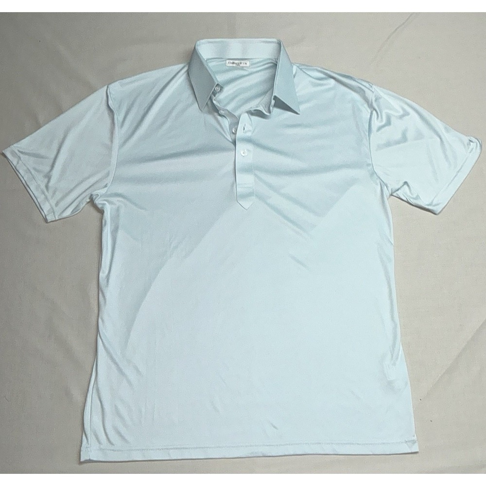 Collars & Co Mens Large Light Blue Dress Collar Polo Shirt 100% Polyester